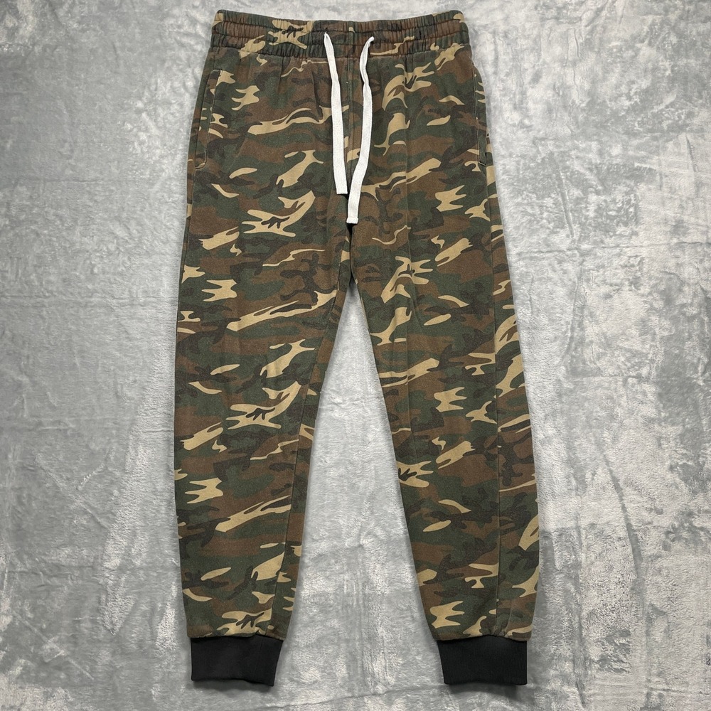 ProGo USA Camo Jogger Sweatpants Mens Medium Fleece Lined Drawstring Ribbed Cuff